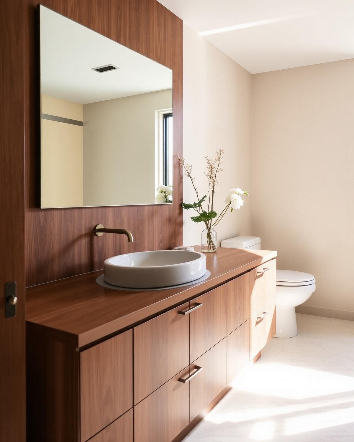 Walnut Powder Room Vanity